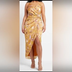 Satin floral twisted knot dress